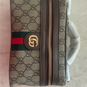 Gucci Beige and Brown Monogram Toiletry Bag